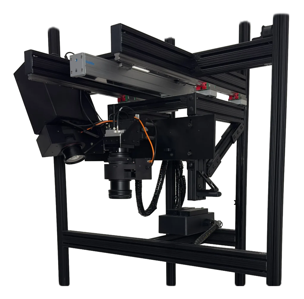 The DFP3 Module. The projector and camera are mounted on a retractable gantry on a frame.