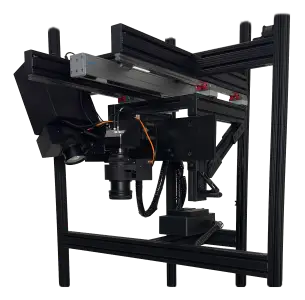 The DFP3 Module. The projector and camera are mounted on a retractable gantry on a frame.