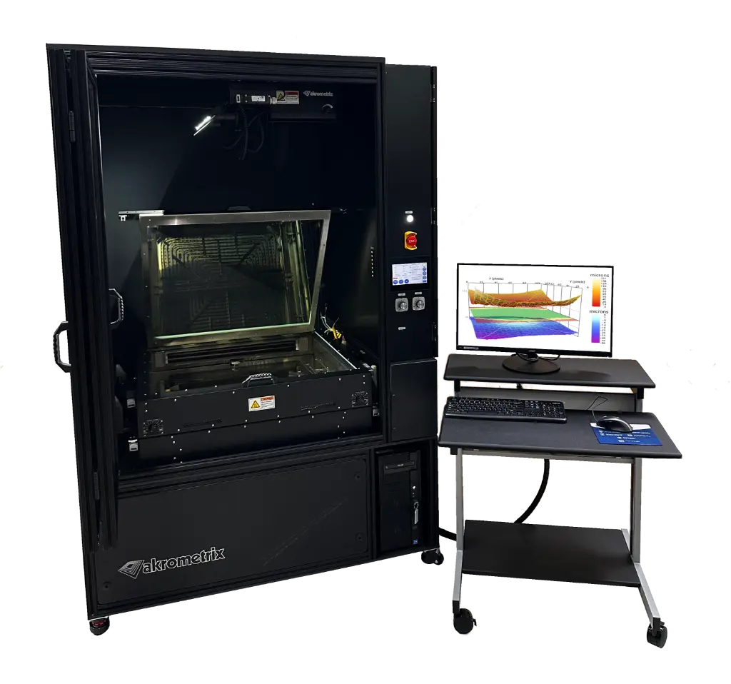TherMoiré PS600T modular Shadow Moiré metrology system with time-temperature profiling for samples up to 600 mm x 600 mm